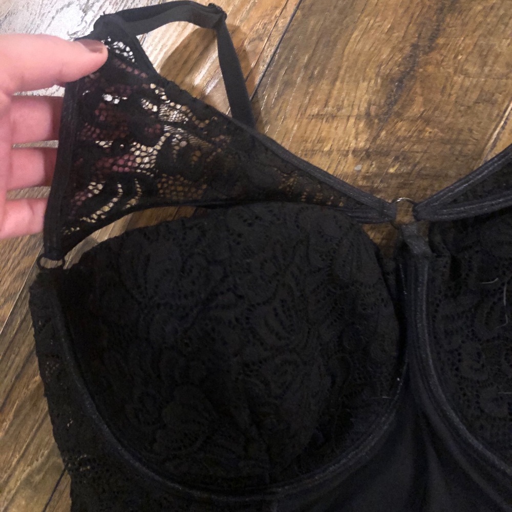 Black 2X Bodice w Garter Clips  - Never Worn!
